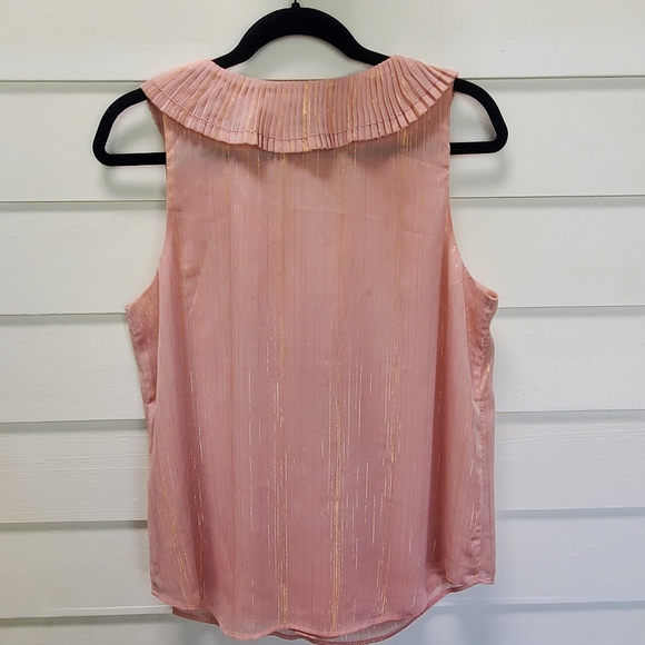 Ann Taylor tank top with ruffle, Size:M Color: Blush with Gold - Picture 4 of 4